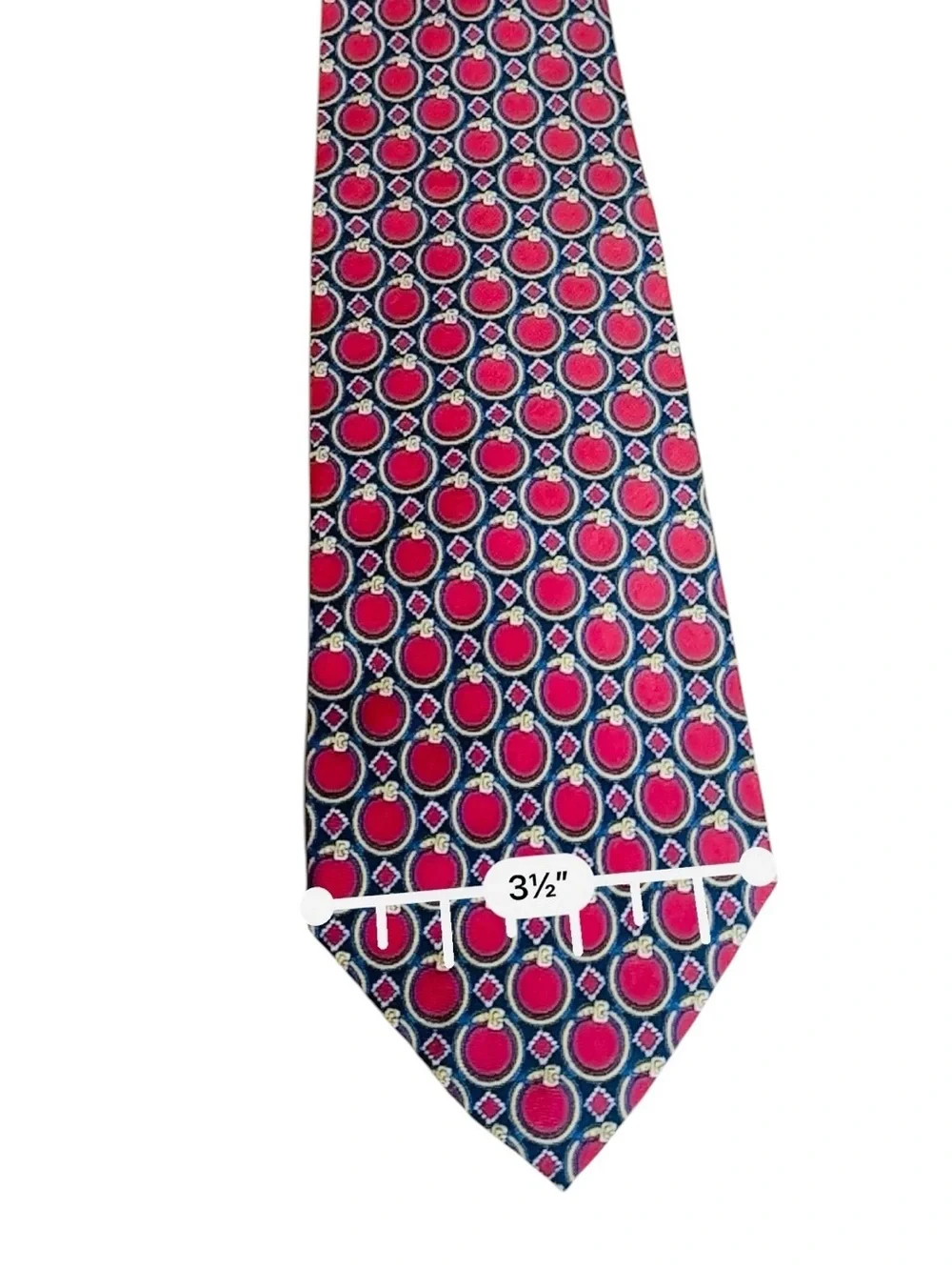 Polo Ralph Lauren Mens Neck Tie Red Blue Gold Circle 100% Silk Hand Made USA